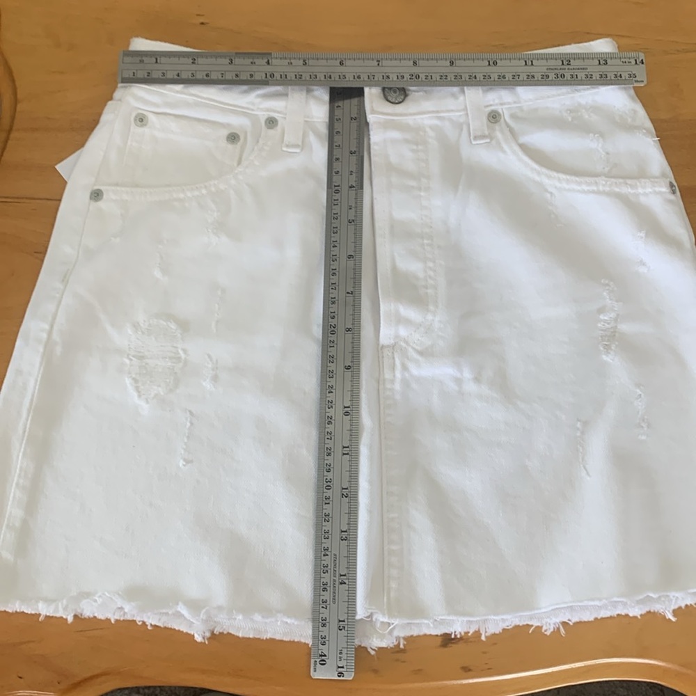 Boyish Anthropologie Corey Jean Skirt White Denim 26 High Rise Mini Royal Weddng - Picture 10 of 16
